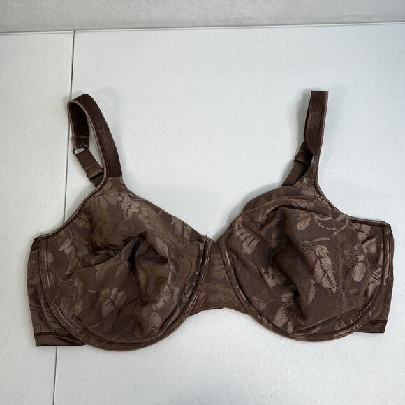 Playtex 44DD Bra Secrets Seamless Shaping Underwire Brown Floral Jacquard 4419 - Picture 3 of 13